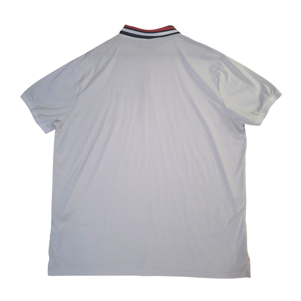 Polo Ralph Lauren Performance 1/4 Zip Polo Shirt Mens 2XL White Striped Collar - Picture 3 of 10